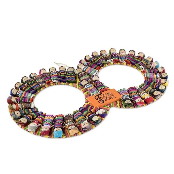 Alternate image for Handmade Guatemalan Worry Doll Double Wreath Friends Forever