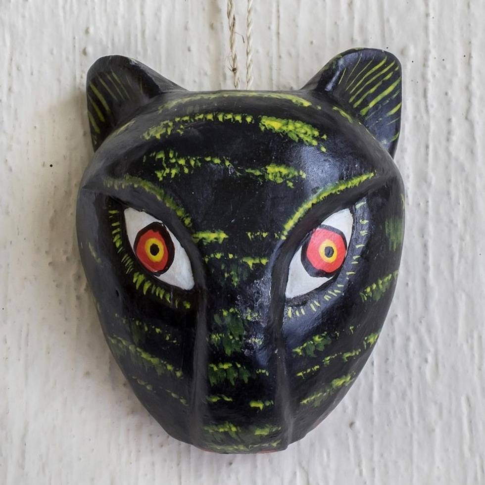 Hand Painted Black Panther Mini Mask 'Black Panther Guardian'
