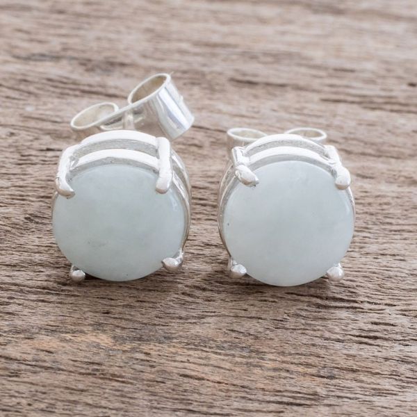 Alternate image for Apple Green Jade Stud Earrings from Guatemala Maya Sweets in Apple Green
