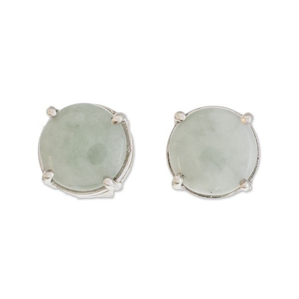 Alternate image for Apple Green Jade Stud Earrings from Guatemala Maya Sweets in Apple Green