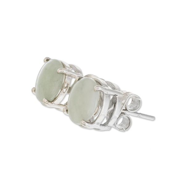 Alternate image for Apple Green Jade Stud Earrings from Guatemala Maya Sweets in Apple Green