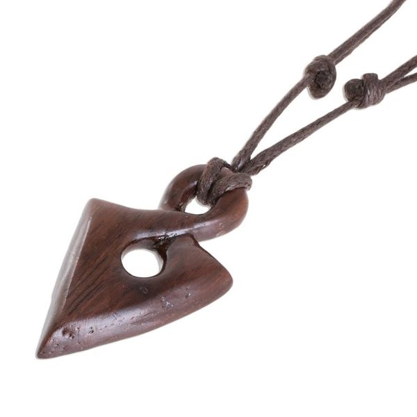 Alternate image for Estoraque Wood Spearhead Pendant Necklace from Costa Rica Estoraque Spear