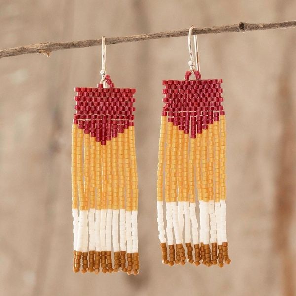Alternate image for Multicolored Beaded Waterfall Earrings Pennant