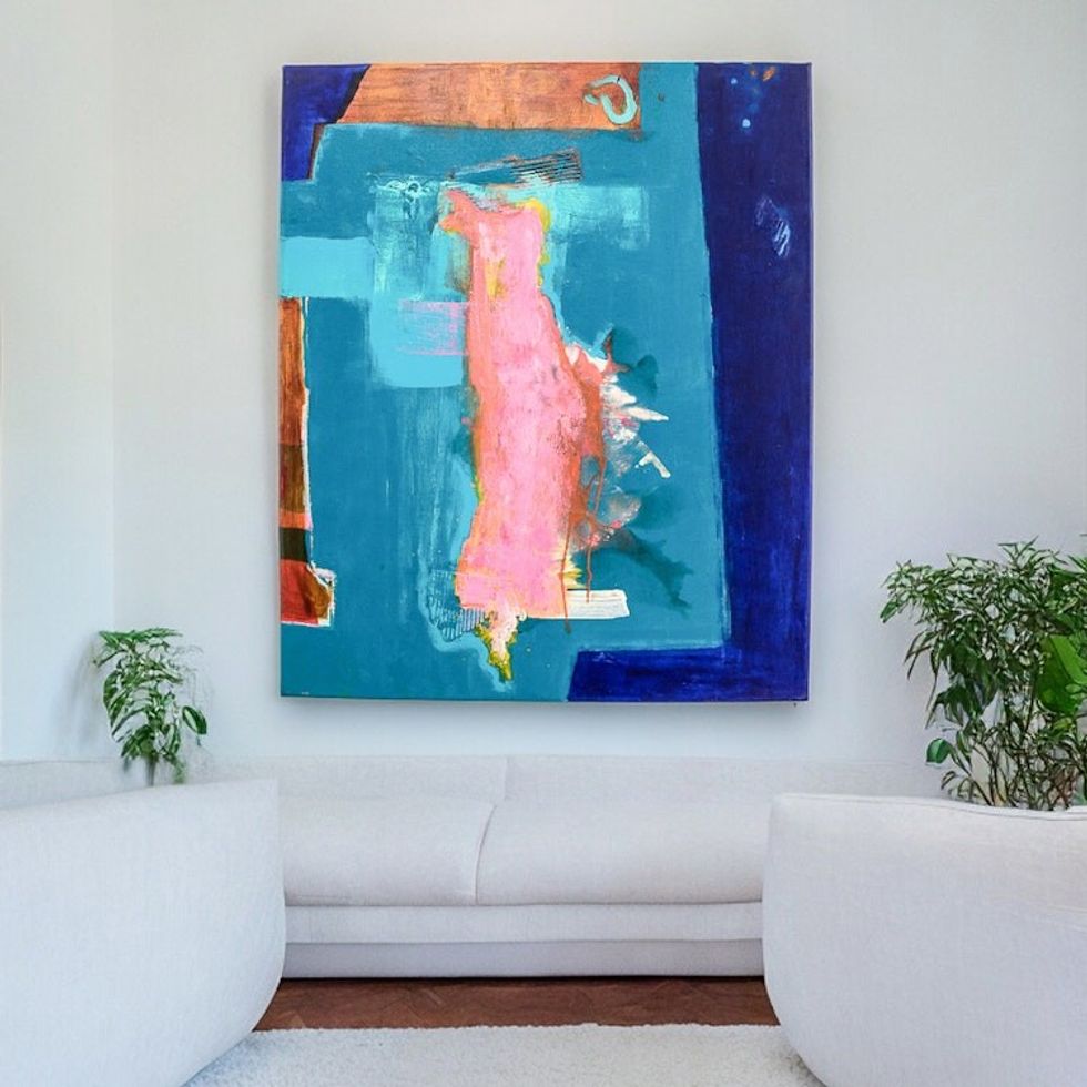 Signed Textured Abstract Painting from El Salvador 2018 'Technicolor'