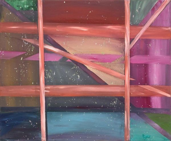 Alternate image for Signed Geometric Abstract Painting from Costa Rica Picture Window