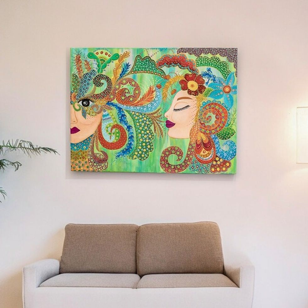 Colorful Acrylic Painting of Carnival Women 'Carnival'