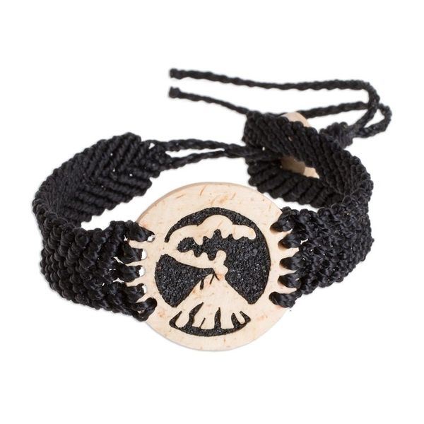 Alternate image for Coconut Shell and Lava Stone Volcano Pendant Bracelet Fiery Volcano