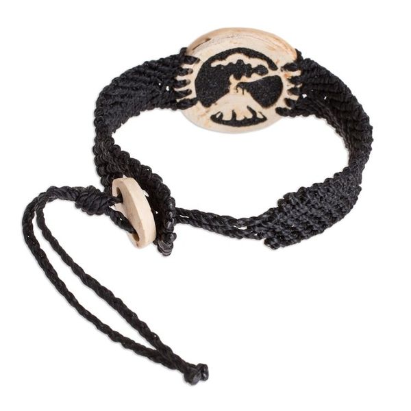Alternate image for Coconut Shell and Lava Stone Volcano Pendant Bracelet Fiery Volcano
