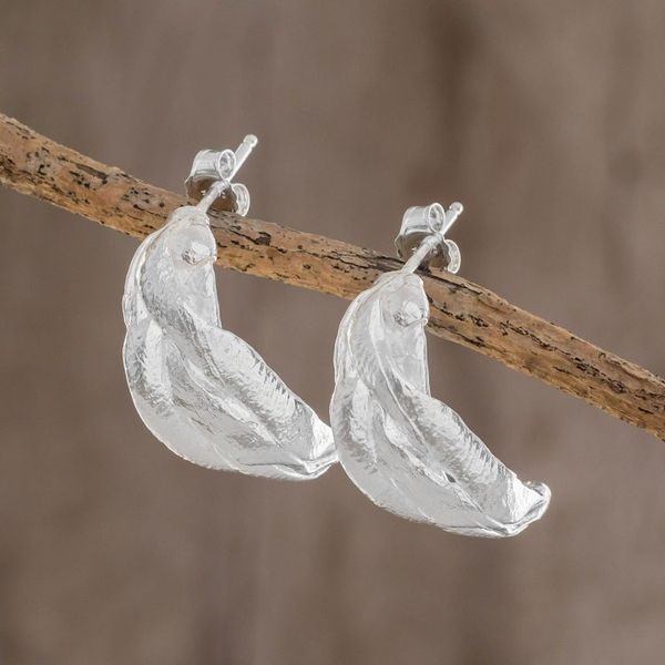 Alternate image for Textured Sterling Silver Drop Earrings from Costa Rica Textured Braids