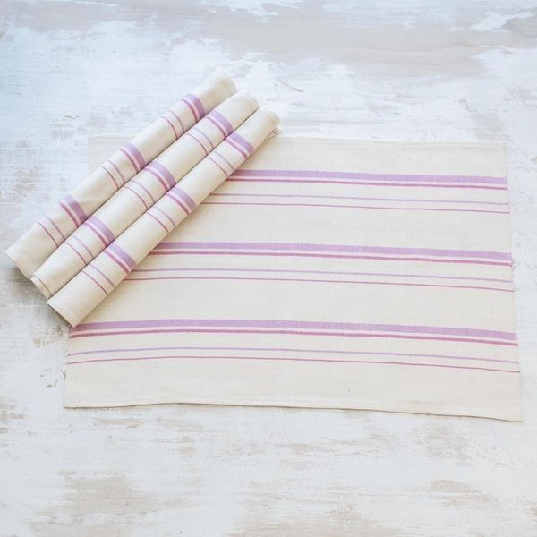 Alternate image for Lilac and Orchid Striped Cotton Placemats Set of 4 Individualist in Lilac