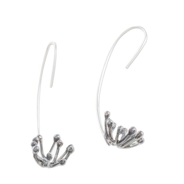 Alternate image for Oxidized Sterling Silver Dandelion Drop Earrings Dark Dandelion