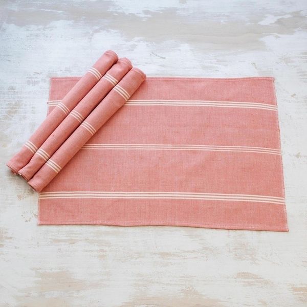 Alternate image for Hand Loomed Honeysuckle Striped Cotton Placemats Set of 4 Solola Honeysuckle