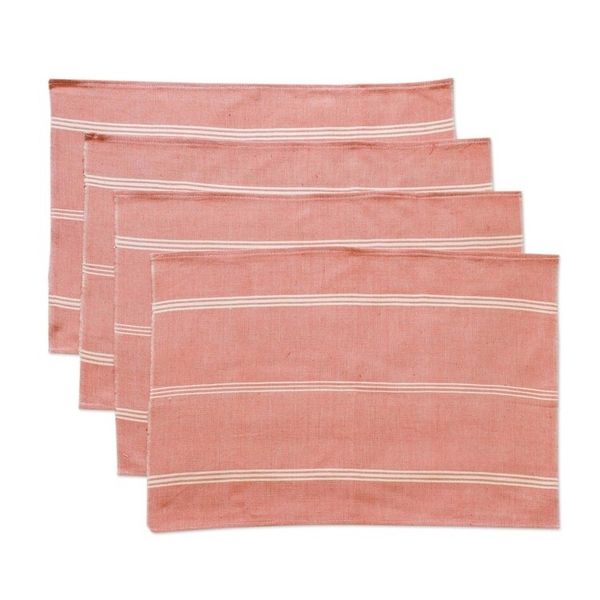 Alternate image for Hand Loomed Honeysuckle Striped Cotton Placemats Set of 4 Solola Honeysuckle