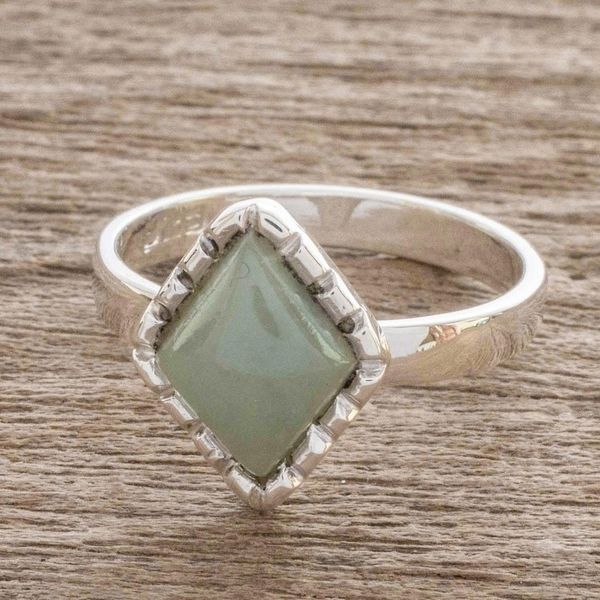 Alternate image for Sterling Silver Ring with an Ice Green Jade Diamond Ice Green Diamond