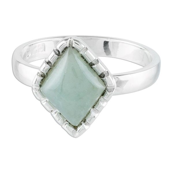 Alternate image for Sterling Silver Ring with an Ice Green Jade Diamond Ice Green Diamond