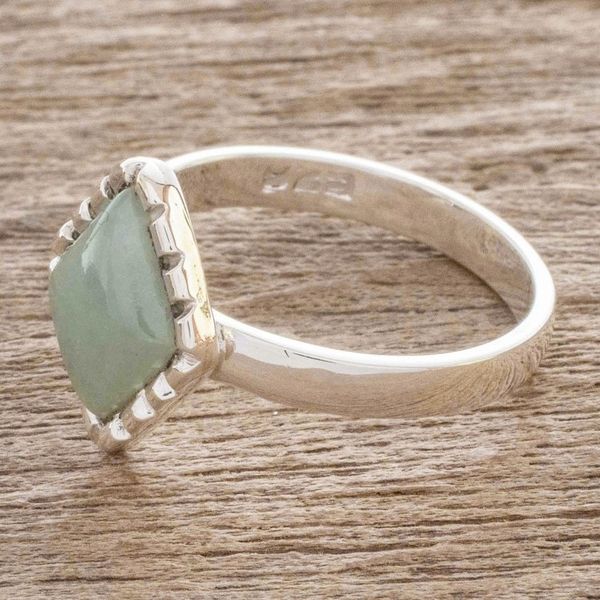 Alternate image for Sterling Silver Ring with an Ice Green Jade Diamond Ice Green Diamond