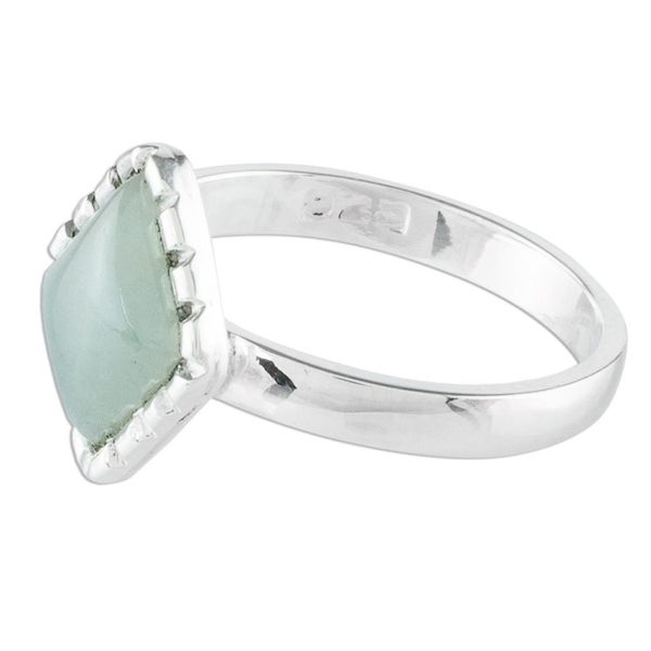Alternate image for Sterling Silver Ring with an Ice Green Jade Diamond Ice Green Diamond