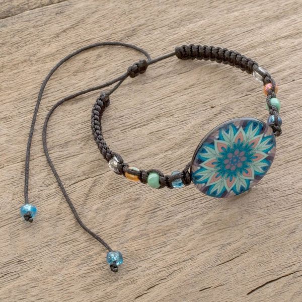 Alternate image for Floral Glass Beaded Macrame Pendant Bracelet Magnificent Bloom