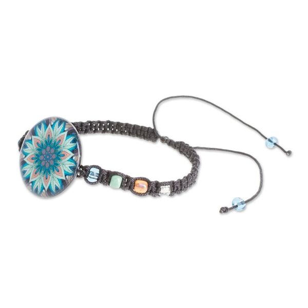 Alternate image for Floral Glass Beaded Macrame Pendant Bracelet Magnificent Bloom