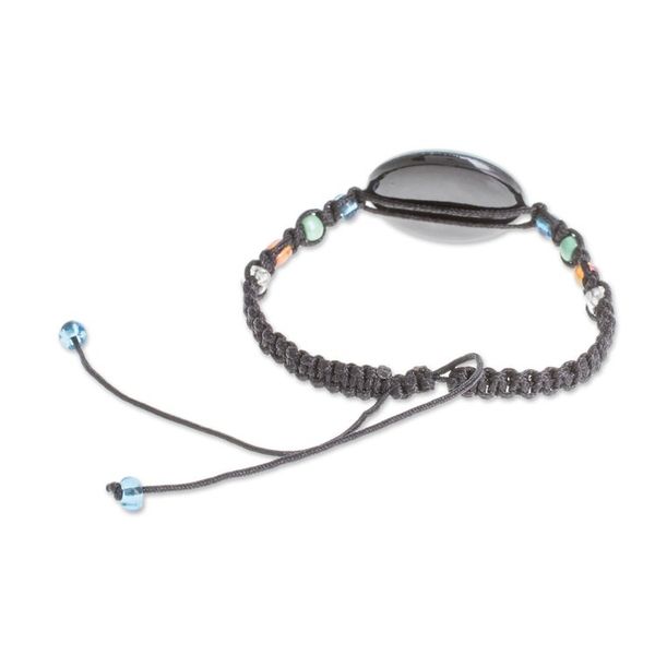 Alternate image for Floral Glass Beaded Macrame Pendant Bracelet Magnificent Bloom