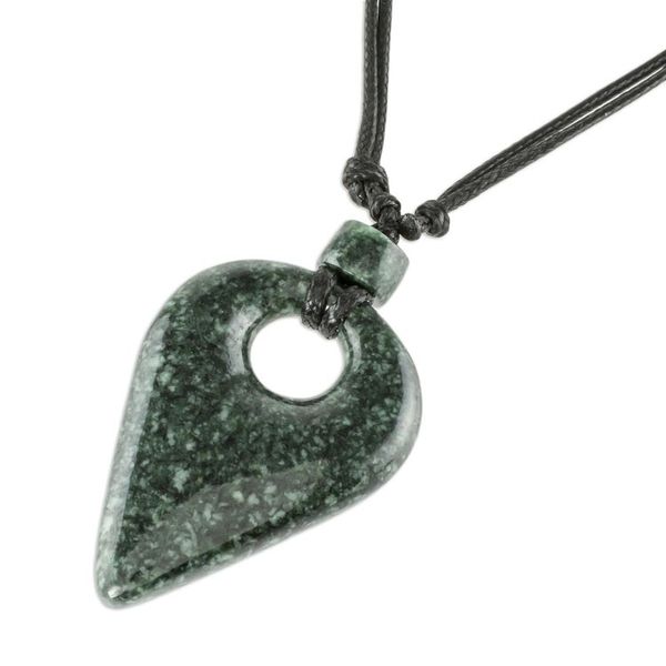 Alternate image for Guatemalan Natural Dark Green Jade Pendant Necklace Gota Inversa