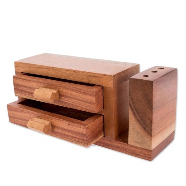 Alternate image for Handmade Cedar Wood Desk Organizer from Guatemala Order and Harmony