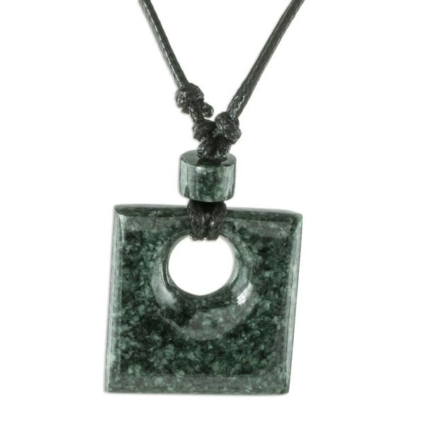 Alternate image for Guatemalan Natural Dark Green Jade Pendant Necklace Sin Fin