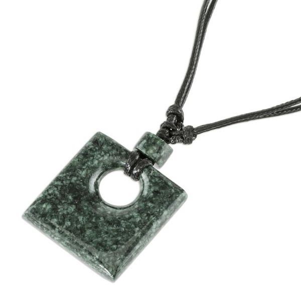 Alternate image for Guatemalan Natural Dark Green Jade Pendant Necklace Sin Fin