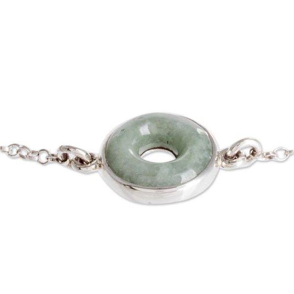 Alternate image for Apple Green Jade Circle Pendant Bracelet from Guatemala Eternity in Apple Green