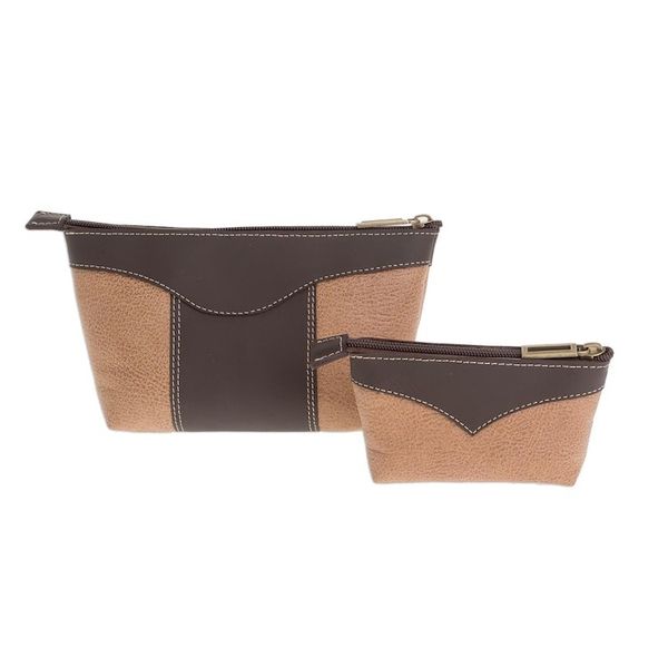 Alternate image for Leather Cosmetic Bags in Espresso and Honey Pair Complementary Espresso