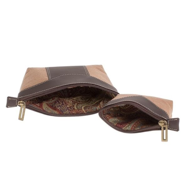 Alternate image for Leather Cosmetic Bags in Espresso and Honey Pair Complementary Espresso