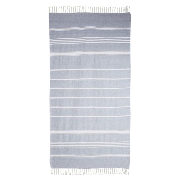 Alternate image for Striped Cotton Beach Towel in Celadon from Guatemala Fresh Relaxation in Celadon