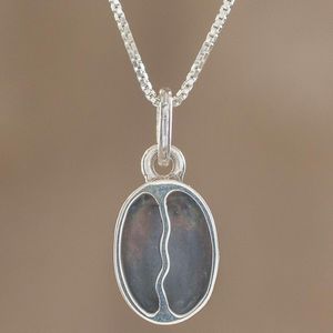 Image for Sterling Silver Coffee Bean Pendant Necklace from Guatemala 'Raining Coffee'