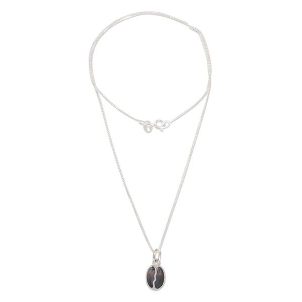 Alternate image for Sterling Silver Coffee Bean Pendant Necklace from Guatemala Raining Coffee