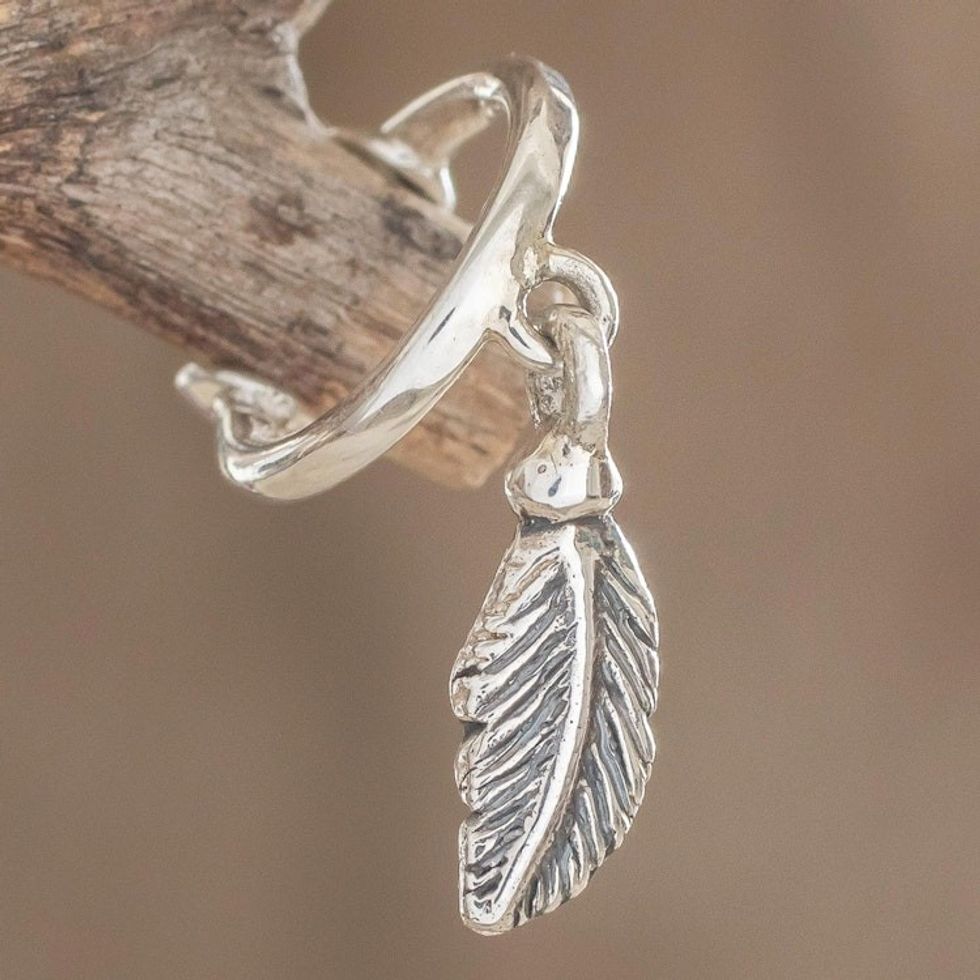 Sterling Silver Feather Ear Cuff from Guatemala 'Freedom Feather'