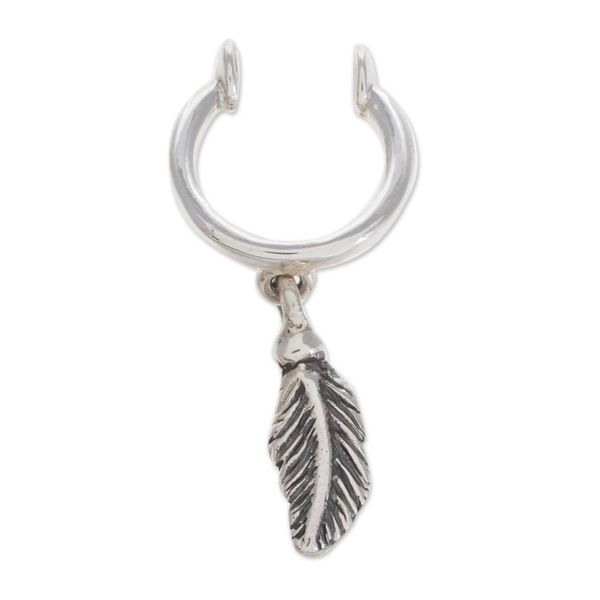 Alternate image for Sterling Silver Feather Ear Cuff from Guatemala Freedom Feather