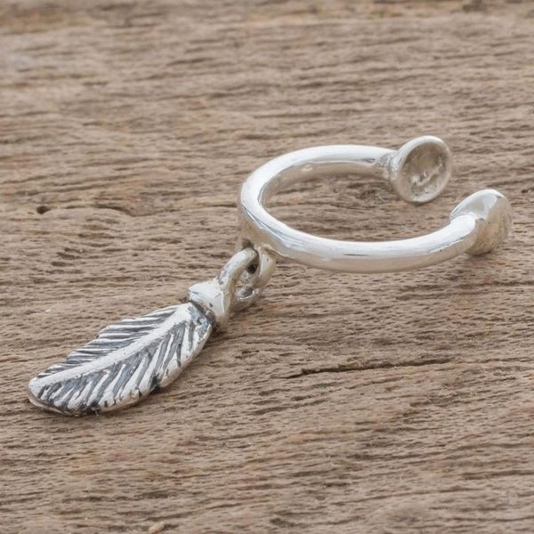 Alternate image for Sterling Silver Feather Ear Cuff from Guatemala Freedom Feather