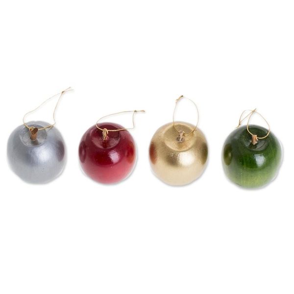 Alternate image for Assorted Reclaimed Wood Apple Ornaments Set of 4 Magnificent Orchard