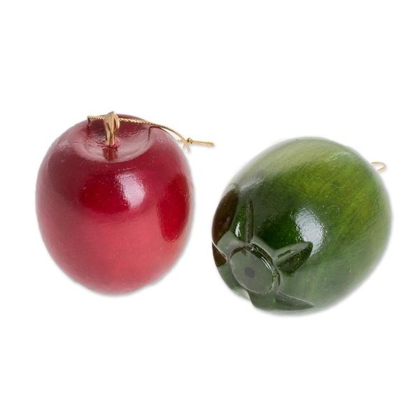 Alternate image for Assorted Reclaimed Wood Apple Ornaments Set of 4 Magnificent Orchard