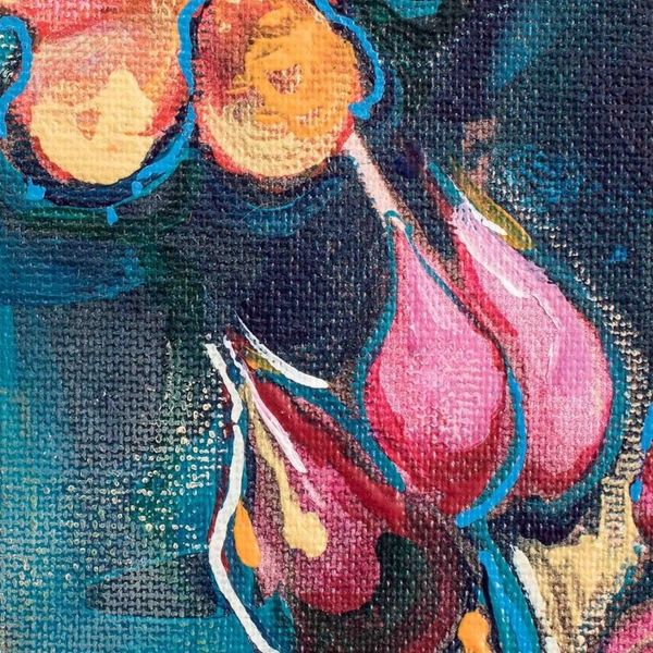 Alternate image for Original Signed Costa Rican Fine Art Flower Painting Beneath the Water