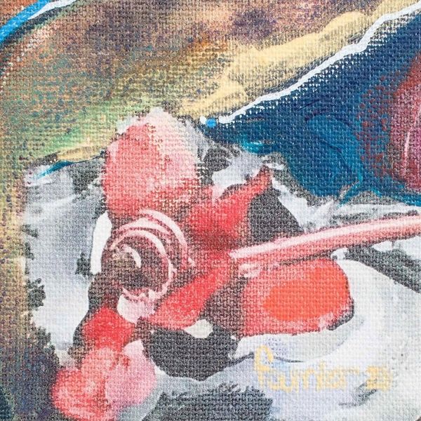 Alternate image for Original Signed Costa Rican Fine Art Flower Painting Beneath the Water