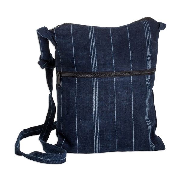 Alternate image for Hand Loomed Blue Cotton Shoulder Bag San Antonio Blues