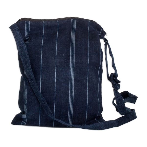 Alternate image for Hand Loomed Blue Cotton Shoulder Bag San Antonio Blues