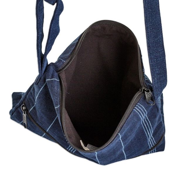 Alternate image for Hand Loomed Blue Cotton Shoulder Bag San Antonio Blues
