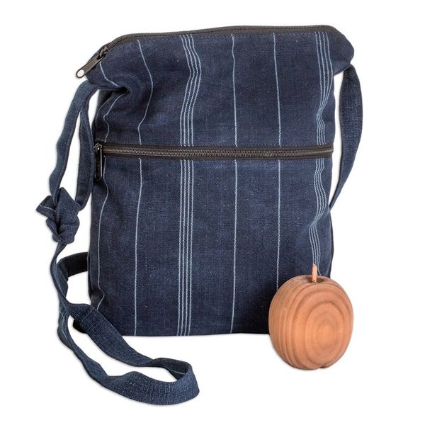 Alternate image for Hand Loomed Blue Cotton Shoulder Bag San Antonio Blues