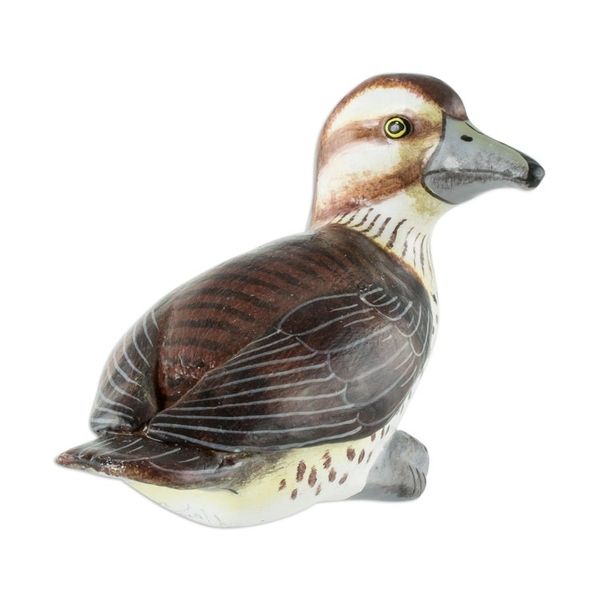Alternate image for Guatemala Handcrafted Ceramic Masked Duck Figurine Masked Duck