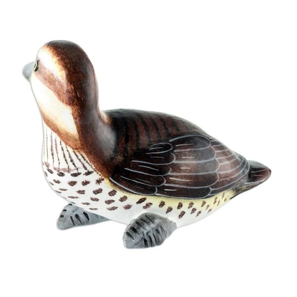 Alternate image for Guatemala Handcrafted Ceramic Masked Duck Figurine Masked Duck