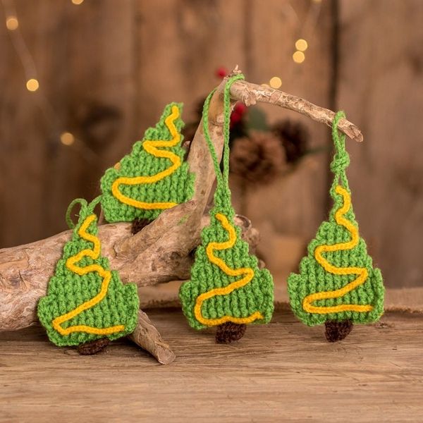 Alternate image for Hand-Crocheted Christmas Tree Ornaments Set of 4 Evening Prayers
