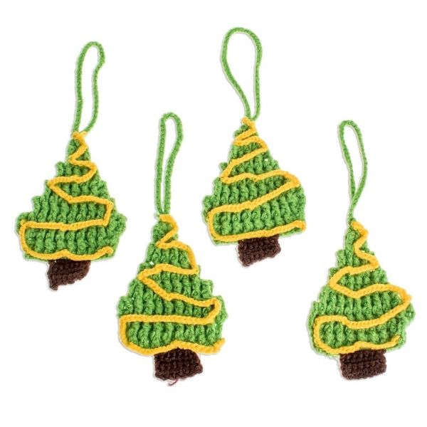 Alternate image for Hand-Crocheted Christmas Tree Ornaments Set of 4 Evening Prayers