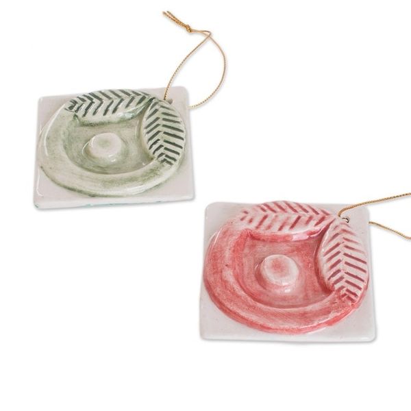 Alternate image for Assorted Color Ceramic Ornaments from Guatemala Set of 4 Multicolored Baskets
